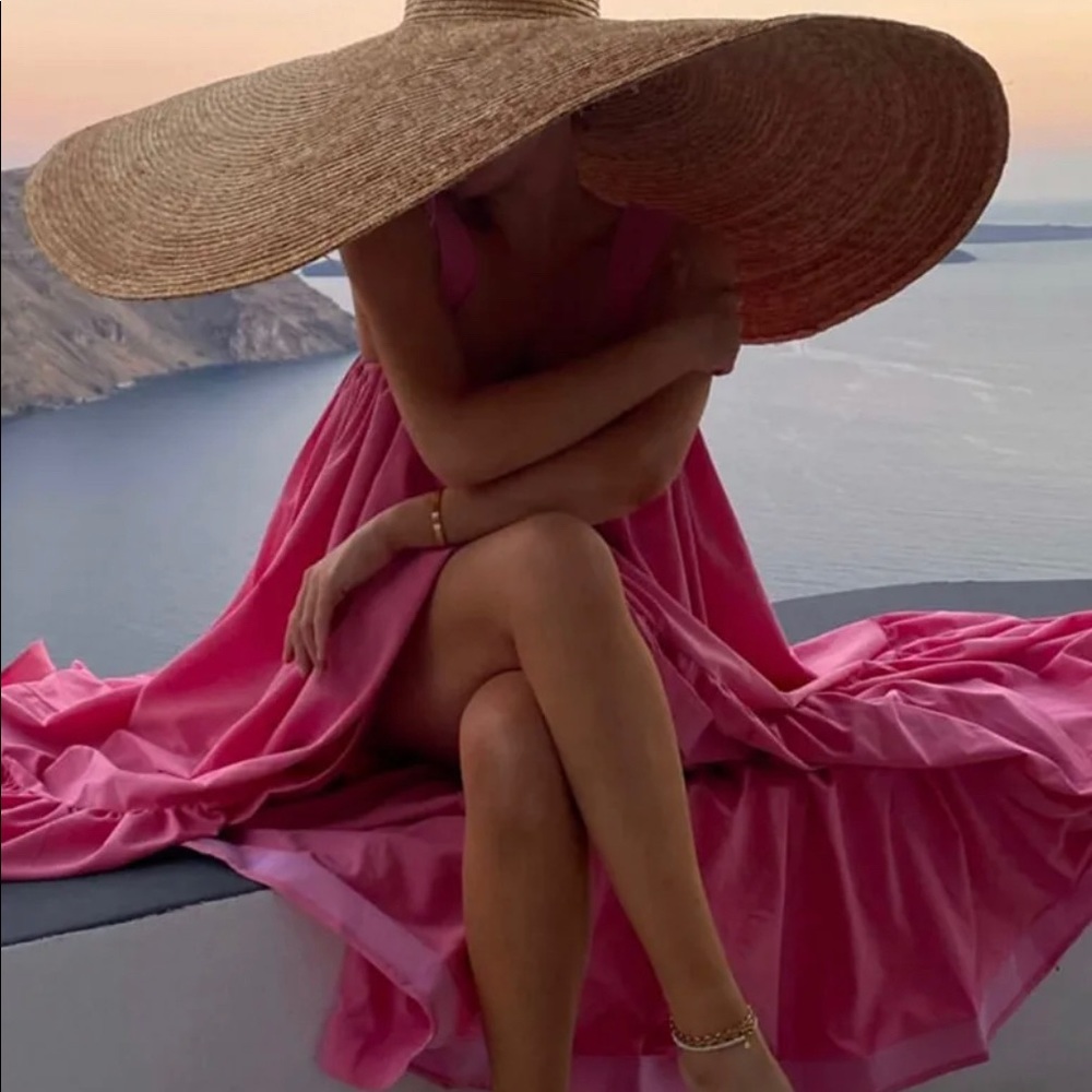 LORNA LUXE PINK 'CATERINA' VOLUMOUS TRAPEZE MAXI DRESS
